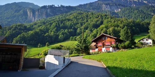 Houses and mountains