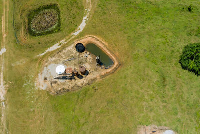 High angle view of car on land