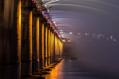 Banpo bridge over han river against sky in city at night