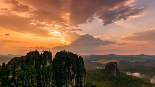 Panoramic view of landscape against sky during sunset