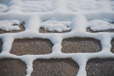 Full frame shot of snow covered ice