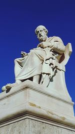 Low angle view of statue against clear sky