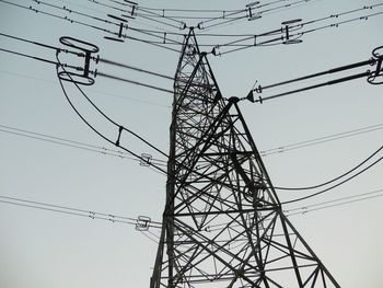 Low angle view of electricity pylon