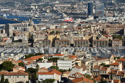 High angle view of townscape