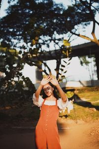 Woman standing outdoors