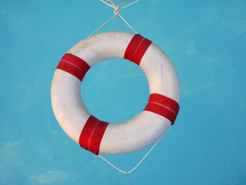 High angle view of inflatable rings in swimming pool