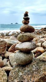 Stack of pebbles on beach