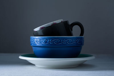 Close-up of coffee cup on table