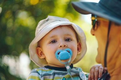 Portrait of cute baby girl outdoors