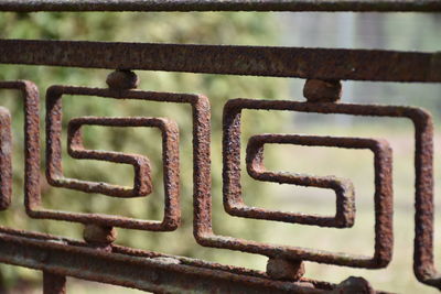 Full frame shot of rusty railing