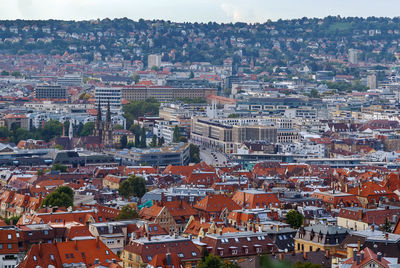 High angle view of townscape against sky