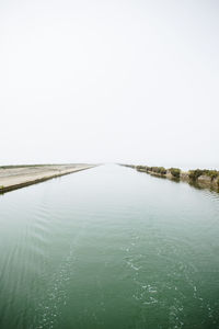 Scenic view of calm sea against clear sky