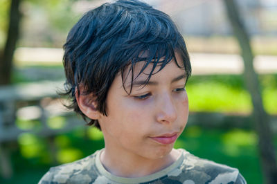 Close-up portrait of cute boy