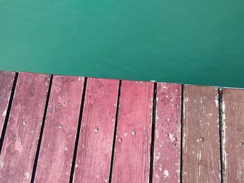 High angle view of wood by lake