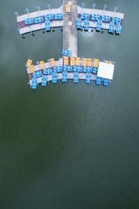High angle view of sea against wall