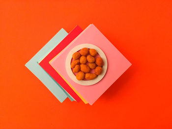 High angle view of breakfast on table