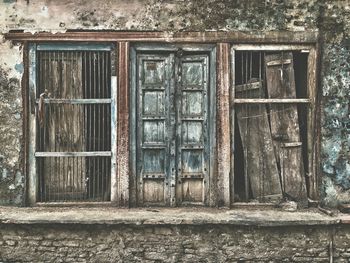 Close-up of abandoned building