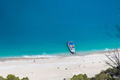 View of boat on beach