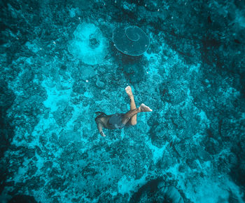 Man swimming in sea