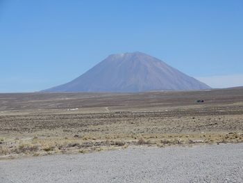 Scenic view of landscape against clear blue sky