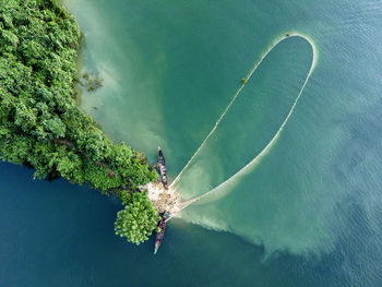 High angle view of sea against sky