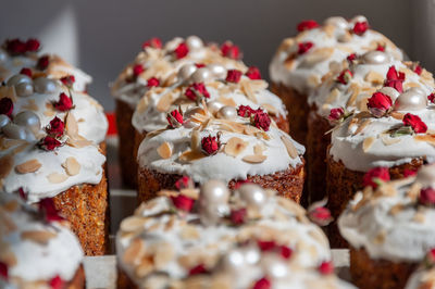 Close-up of cupcakes on table