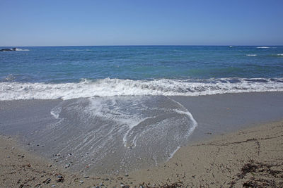 Scenic view of sea against clear sky