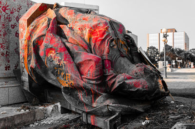 Close-up of garbage on street