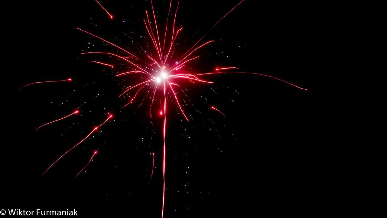 night, firework display, illuminated, celebration, long exposure, exploding, glowing, motion, arts culture and entertainment, firework - man made object, event, firework, low angle view, red, blurred motion, entertainment, sparks, celebration event, multi colored, sky