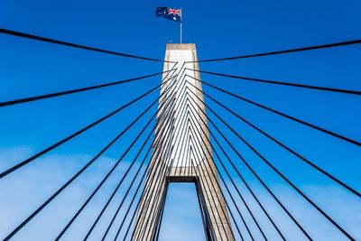 Low angle view of suspension bridge