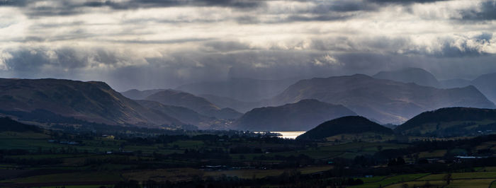 A panoramic view of the lake district fells and ullswater taken from the beacon penrith