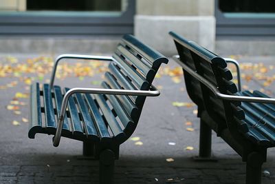 Close-up of empty seats