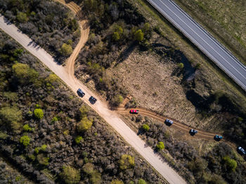 High angle view of cars on road