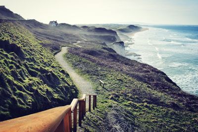 Scenic view of sea against clear sky