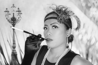 Portrait of young woman looking away