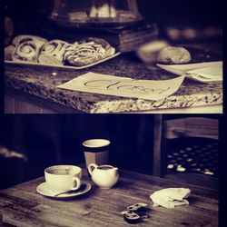 Close-up of coffee cup on table