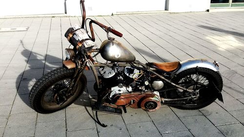 High angle view of bicycle on street