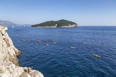 Scenic view of sea against clear sky