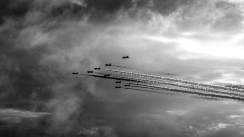 Low angle view of airplane flying in sky