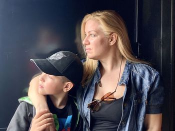 Portrait of young woman looking away