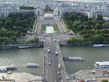 High angle view of bridge over river