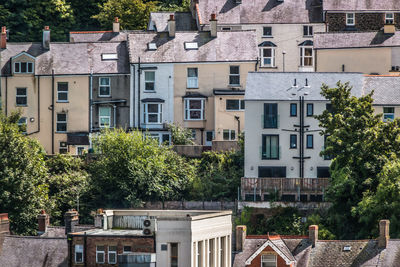 High angle view of residential buildings