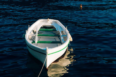 High angle view of boat in sea