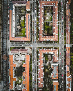 High angle view of street amidst buildings in city