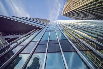 Low angle view of modern building against sky