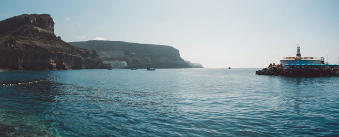 Scenic view of sea against clear sky