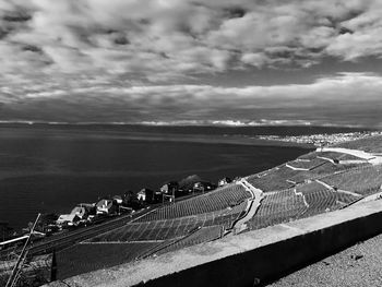 Scenic view of sea against cloudy sky