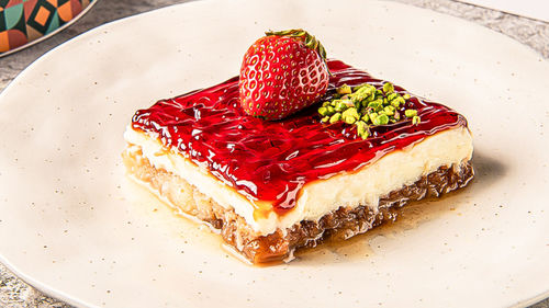 Close-up of dessert in plate