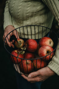 Midsection of woman holding fruits