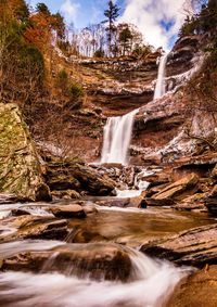 Scenic view of waterfall